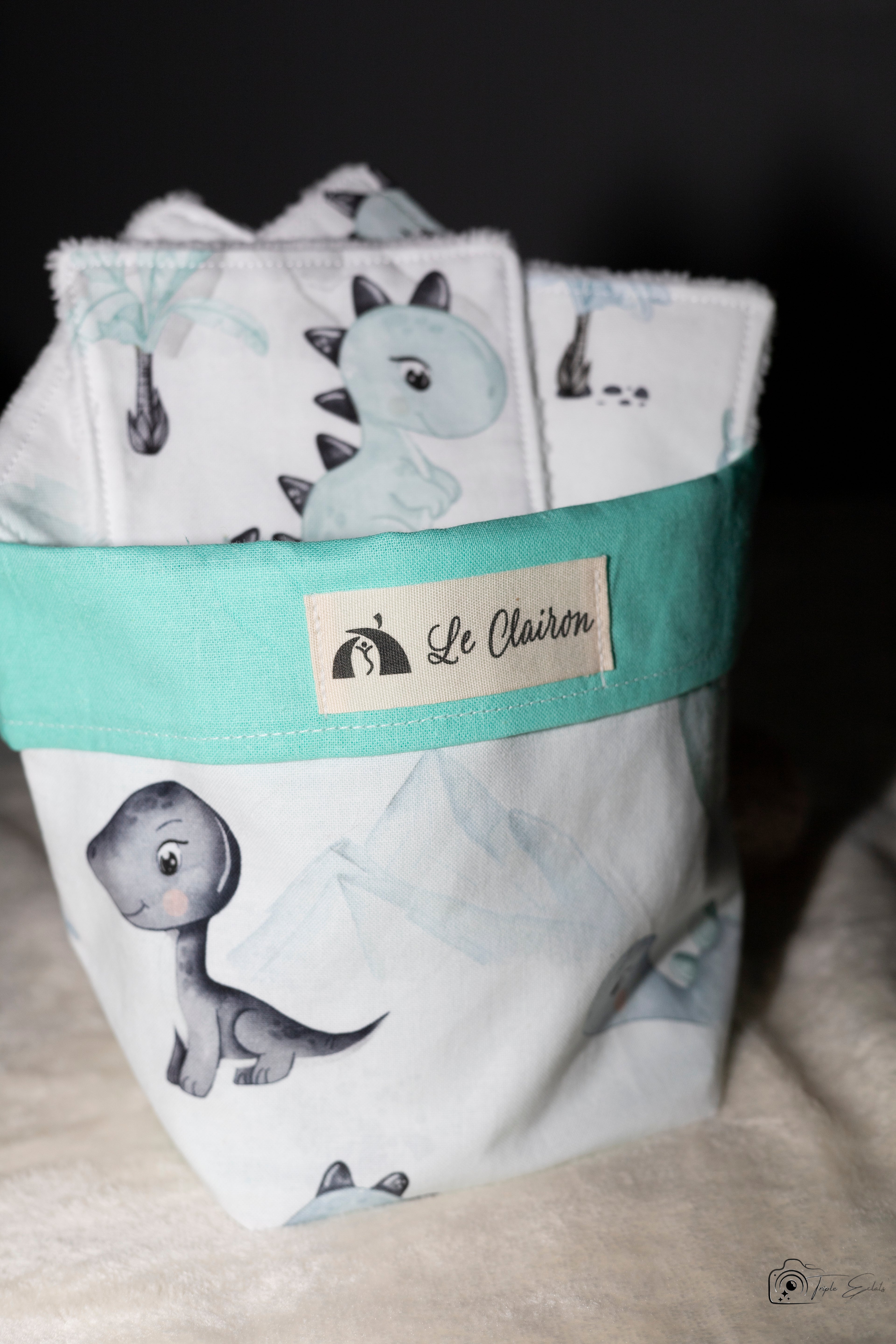 Lingette bébé et panière assortie