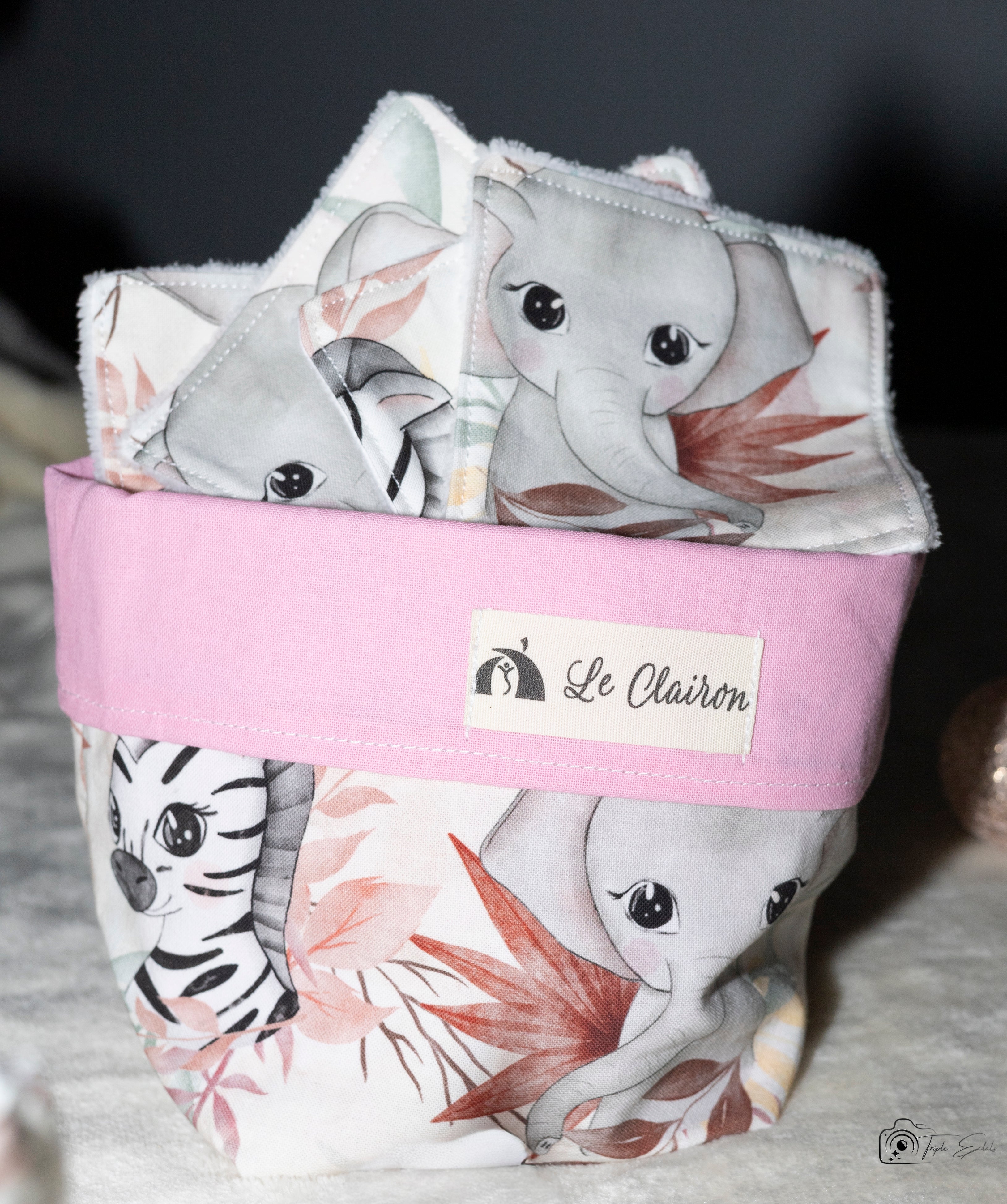 Lingette bébé et panière assortie