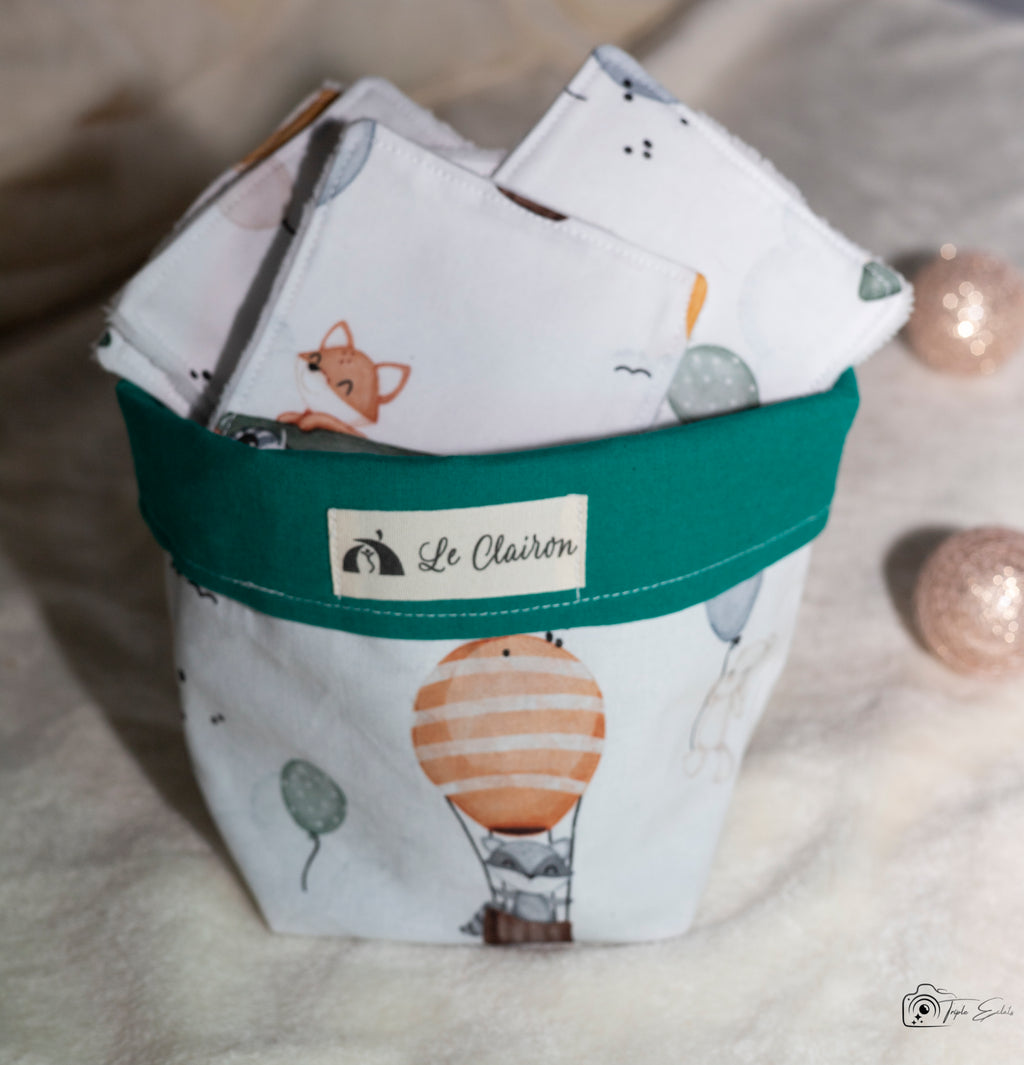Lingette bébé et panière assortie